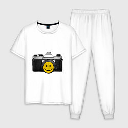 Пижама хлопковая мужская Фото-smile, цвет: белый