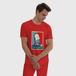 Пижама хлопковая мужская D'oh Poster, цвет: красный — фото 2