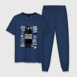 Пижама хлопковая мужская Я верю в Шерлока Холмса, цвет: тёмно-синий