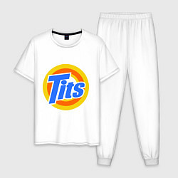 Пижама хлопковая мужская Tits (Титьки), цвет: белый