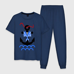 Пижама хлопковая мужская Морской якорь, цвет: тёмно-синий