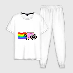 Пижама хлопковая мужская Nyan Cat, цвет: белый