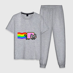 Пижама хлопковая мужская Nyan Cat, цвет: меланж