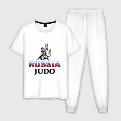 Пижама хлопковая мужская Russia judo, цвет: белый