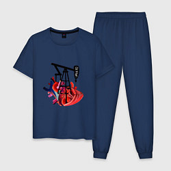 Пижама хлопковая мужская Сердце нефтяника, цвет: тёмно-синий