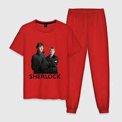 Пижама хлопковая мужская Sherlock, цвет: красный