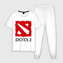 Пижама хлопковая мужская Dota 2: Logo, цвет: белый