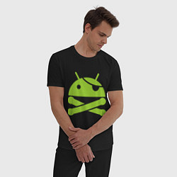 Пижама хлопковая мужская Android super user, цвет: черный — фото 2