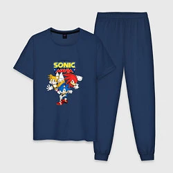 Пижама хлопковая мужская Sonic Mania, цвет: тёмно-синий