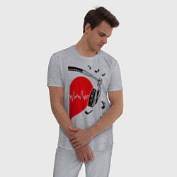 Пижама хлопковая мужская Влюбленный меломан, цвет: меланж — фото 2