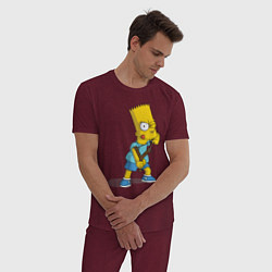 Пижама хлопковая мужская Bart Bully, цвет: меланж-бордовый — фото 2