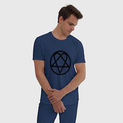 Пижама хлопковая мужская HIM Symbol, цвет: тёмно-синий — фото 2