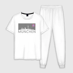 Пижама хлопковая мужская Bayern Munchen - Munchen City grey 2022, цвет: белый
