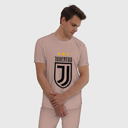 Пижама хлопковая мужская Juventus FC: 3 stars цвета пыльно-розовый — фото 2