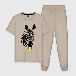 Пижама хлопковая мужская Juventus Zebra, цвет: миндальный