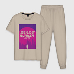Пижама хлопковая мужская Blade Runner 2049: Purple, цвет: миндальный