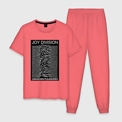 Пижама хлопковая мужская Joy Division: Unknown Pleasures, цвет: коралловый