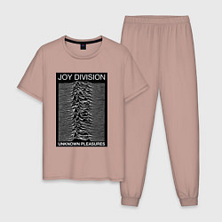 Пижама хлопковая мужская Joy Division: Unknown Pleasures, цвет: пыльно-розовый