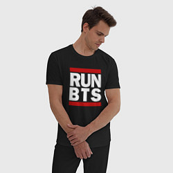 Пижама хлопковая мужская RUN BTS, цвет: черный — фото 2
