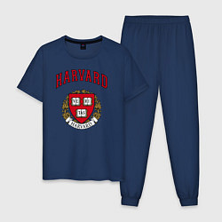 Пижама хлопковая мужская Harvard university, цвет: тёмно-синий