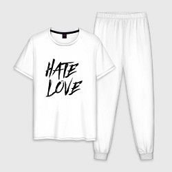 Пижама хлопковая мужская FACE Hate Love, цвет: белый
