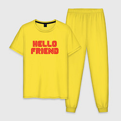 Пижама хлопковая мужская Hello Friend, цвет: желтый