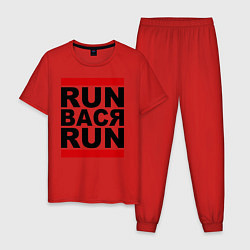 Пижама хлопковая мужская Run Вася Run, цвет: красный