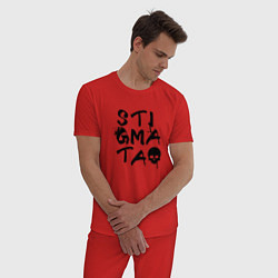 Пижама хлопковая мужская Stigmata, цвет: красный — фото 2