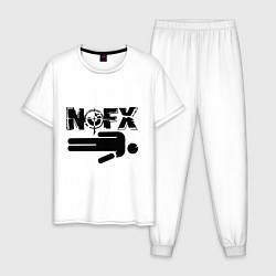 Пижама хлопковая мужская NOFX crushman, цвет: белый