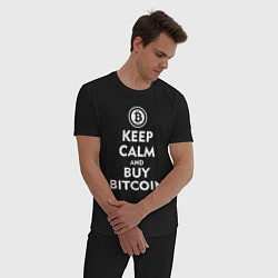 Пижама хлопковая мужская Keep Calm & Buy Bitcoin, цвет: черный — фото 2