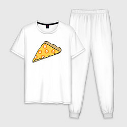Пижама хлопковая мужская Bitcoin Pizza, цвет: белый