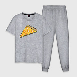 Пижама хлопковая мужская Bitcoin Pizza, цвет: меланж