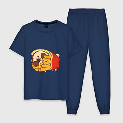 Пижама хлопковая мужская Мопс-картофель фри, цвет: тёмно-синий