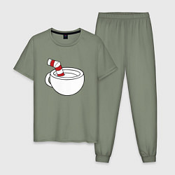 Пижама хлопковая мужская Red Cuphead, цвет: авокадо