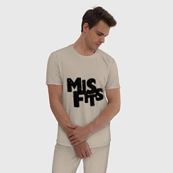 Пижама хлопковая мужская Misfits, цвет: миндальный — фото 2