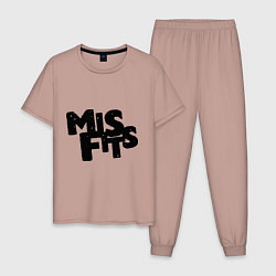 Пижама хлопковая мужская Misfits, цвет: пыльно-розовый