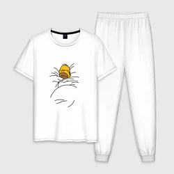 Пижама хлопковая мужская Спящий Гомер, цвет: белый