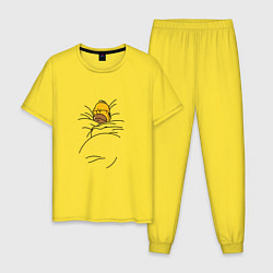 Пижама хлопковая мужская Спящий Гомер, цвет: желтый