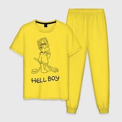 Пижама хлопковая мужская Bart: Hell Boy, цвет: желтый