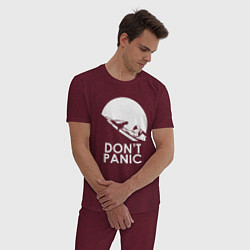 Пижама хлопковая мужская Elon: Don't Panic, цвет: меланж-бордовый — фото 2