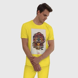 Пижама хлопковая мужская Mexico ART, цвет: желтый — фото 2