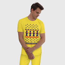 Пижама хлопковая мужская Узор снеговики, цвет: желтый — фото 2