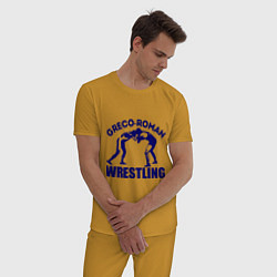 Пижама хлопковая мужская Greco-roman wrestling цвета горчичный — фото 2