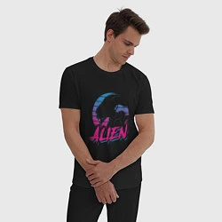 Пижама хлопковая мужская Alien: Retro Style, цвет: черный — фото 2