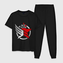 Пижама хлопковая мужская N7 Elite, цвет: черный