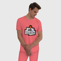 Пижама хлопковая мужская Basketball: I love this game, цвет: коралловый — фото 2