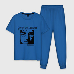 Пижама хлопковая мужская Give Peace a Chance цвета синий — фото 1