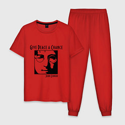 Пижама хлопковая мужская Give Peace a Chance, цвет: красный