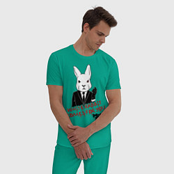 Пижама хлопковая мужская Misfits: White rabbit, цвет: зеленый — фото 2