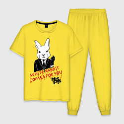 Пижама хлопковая мужская Misfits: White rabbit, цвет: желтый